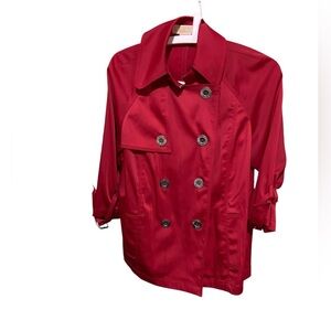 Michael Kors red double breasted trench jacket  (note no belt) size small EUC